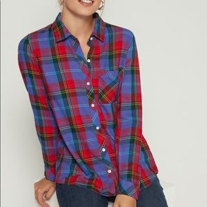 Gap soft flannel button down red and purple